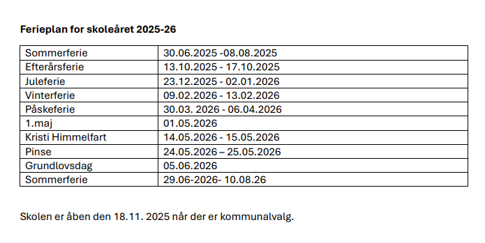 Ferieplan